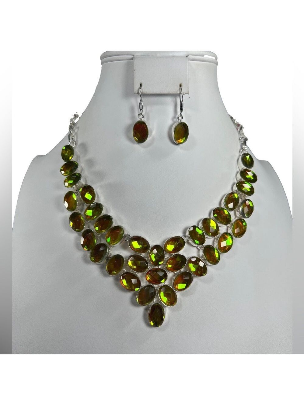 Fire Topaz 925 Large Necklace